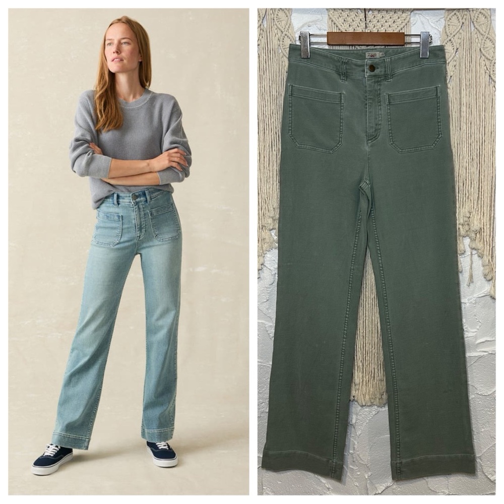 GREEN Faherty Stretch Terry Wide Leg Pants Women’s size 27